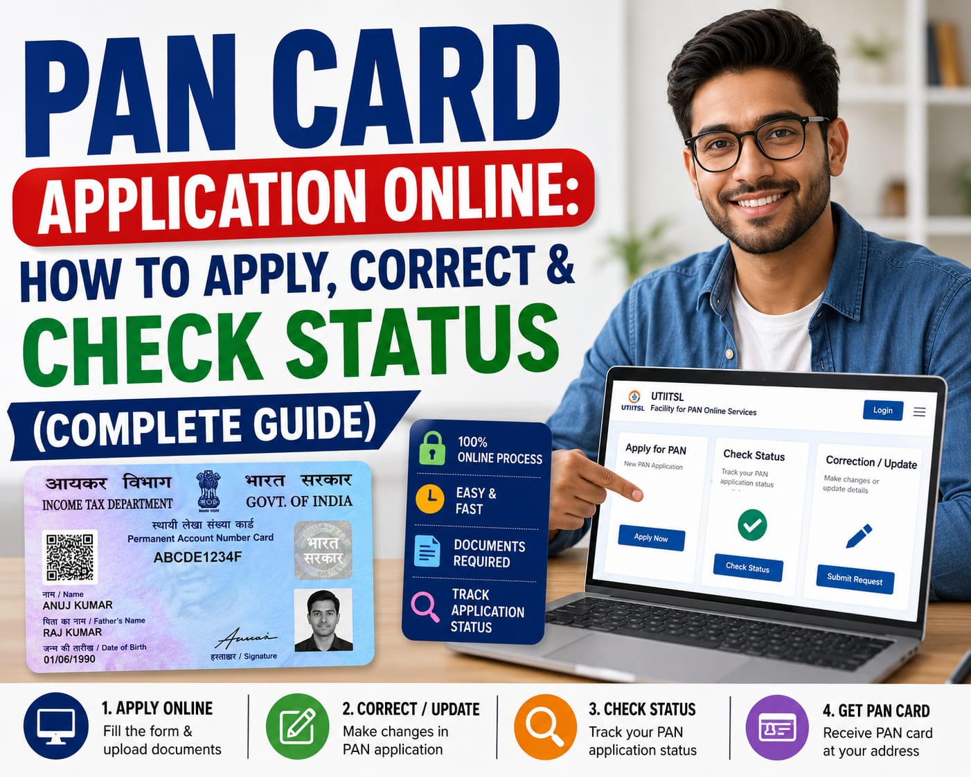 PAN Card Application Online: How To Apply, Correct & Check Status (Complete Guide)